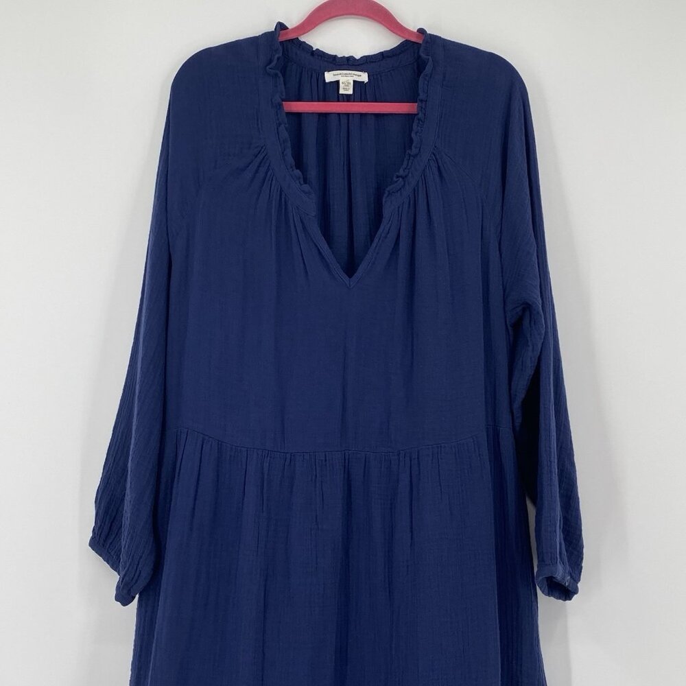 Beachlunchlounge Size XXL Cotton Gauze Tiered Midi Dress Resort Vacation Coastal - Picture 8 of 14